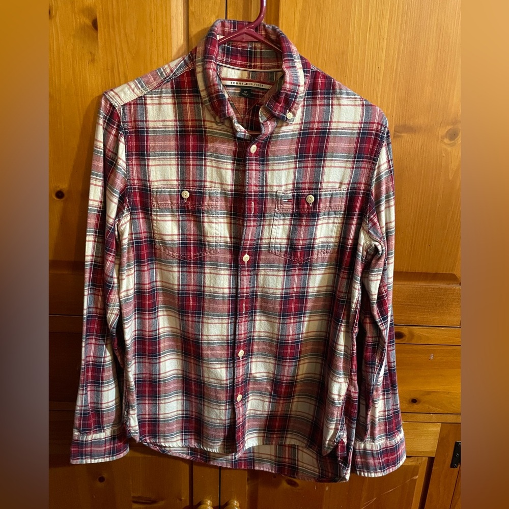 Tommy Hilfiger Women's Long Sleeve Plaid Button-Up, Sz S/P